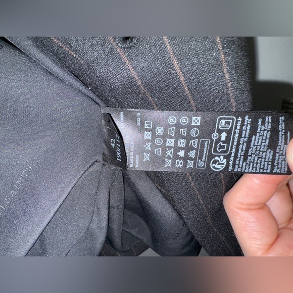 Allsaints Blues Pinstripe Blazer - size 42/ Blues Pinstripe trouser Size 34 - Picture 6 of 15